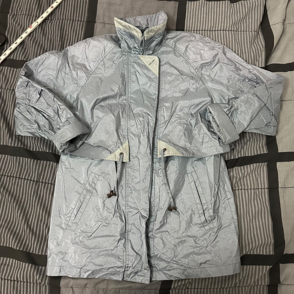 Fleet Street Polyester‎ Windbreaker Jacket Light Blue Lined Sz Small Has Pockets